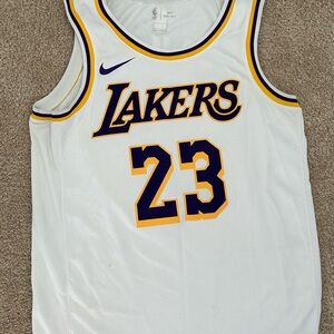 Nike White and Purple Basketball Jersey